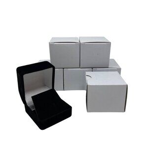 Set of 6 Black Flocked Earring Gift Boxes Jewelry Box New